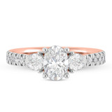 Photo of Uma 2 1/4 ct tw. Lab Grown Diamond Oval Solitaire Bridal Set 10K Rose Gold [BT1677RE-I095]