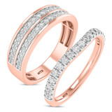 Photo of Uma 7/8 ct tw. Lab Grown Diamond Wedding Band Set 14K Rose Gold [WB1677R]
