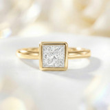 Photo of Niu 1 ct tw. Lab Grown Diamond Princess Solitaire Engagement Ring 14K Yellow Gold [BT1916YE-K095]
