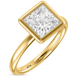 Photo of Niu 3 ct tw. Lab Grown Diamond Princess Solitaire Engagement Ring 10K Yellow Gold [BT1917YE-K295]