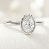 Photo of Niu 1 ct tw. Lab Grown Diamond Oval Solitaire Engagement Ring 14K White Gold [BT1918WE-I095]