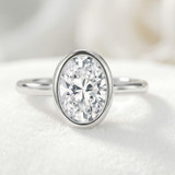 Photo of Niu 3 ct tw. Lab Grown Diamond Oval Solitaire Engagement Ring 10K White Gold [BT1919WE-I295]