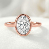 Photo of Niu 3 ct tw. Lab Grown Diamond Oval Solitaire Engagement Ring 10K Rose Gold [BT1919RE-I295]