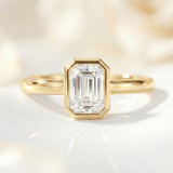 Photo of Niu 1 ct tw. Lab Grown Diamond Emerald Solitaire Engagement Ring 14K Yellow Gold [BT1920YE-N095]