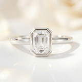 Photo of Niu 1 ct tw. Lab Grown Diamond Emerald Solitaire Engagement Ring 10K White Gold [BT1920WE-N095]