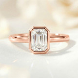 Photo of Niu 1 ct tw. Lab Grown Diamond Emerald Solitaire Engagement Ring 14K Rose Gold [BT1920RE-N095]