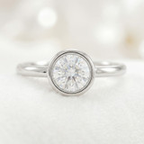 Photo of Niu 1 ct tw. Lab Grown Diamond Round Solitaire Engagement Ring 14K White Gold [BT1925WE-L095]