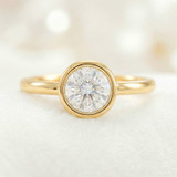 Photo of Niu 1 ct tw. Lab Grown Diamond Round Solitaire Engagement Ring 10K Yellow Gold [BT1925YE-L095]