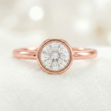 Photo of Niu 1 ct tw. Lab Grown Diamond Round Solitaire Engagement Ring 14K Rose Gold [BT1925RE-L095]