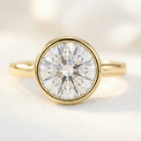 Photo of Niu 3 ct tw. Lab Grown Diamond Round Solitaire Engagement Ring 14K Yellow Gold [BT1926YE-L295]