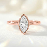 Photo of Niu 1 ct tw. Lab Grown Diamond Marquise Solitaire Engagement Ring 10K Rose Gold [BT1922RE-O095]