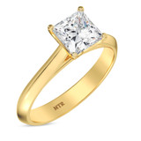Photo of Jena 1 ct tw. Lab Grown Diamond Princess Solitaire Engagement Ring 14K Yellow Gold [BT1927YE-K095]