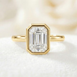 Photo of Niu 3 ct tw. Lab Grown Diamond Emerald Solitaire Engagement Ring 14K Yellow Gold [BT1921YE-N295]