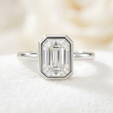 Photo of Niu 3 ct tw. Lab Grown Diamond Emerald Solitaire Engagement Ring 10K White Gold [BT1921WE-N295]