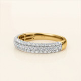 Photo of Jiles 1 1/3 ct tw. Lab Grown Diamond Same Sex Ladies Band Set 14K Yellow Gold [BT1681YL]