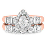 Photo of Florens 2 1/4 ct tw. Lab Grown Diamond Pear Solitaire Bridal Set 14K Rose Gold [BR1683R-M070]
