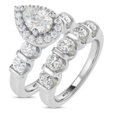 Photo of Florens 2 1/4 ct tw. Lab Grown Diamond Pear Solitaire Bridal Set 14K White Gold [BR1683W-M070]