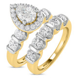Photo of Florens 2 1/4 ct tw. Lab Grown Diamond Pear Solitaire Bridal Set 14K Yellow Gold [BR1683Y-M070]