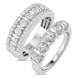 Photo of Florens 2 ct tw. Lab Grown Diamond Wedding Band Set 14K White Gold [WB1683W]