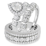Photo of Florens 3 1/2 ct tw. Lab Grown Diamond Pear Solitaire Trio Set 14K White Gold [BT1683W-M070]