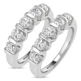 Photo of Florens 1 1/2 ct tw. Lab Grown Diamond Same Sex Ladies Band Set 10K White Gold [WL1683W]