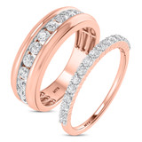 Photo of Stella 1 1/6 ct tw. Lab Grown Diamond Wedding Band Set 14K Rose Gold [WB1666R]