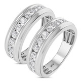 Photo of Stella 1 3/4 ct tw. Lab Grown Diamond Same Sex Mens Band Set 14K White Gold [WM1666W]