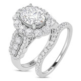 Photo of Dorah 3 3/8 ct tw. Lab Grown Diamond Oval Solitaire Bridal Set 10K White Gold [BR1667W-I195]