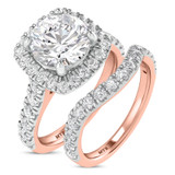 Photo of Faye 3 1/4 ct tw. Lab Grown Diamond Round Solitaire Bridal Set 10K Rose Gold [BR1675R-L195]