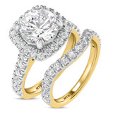 Photo of Faye 3 1/4 ct tw. Lab Grown Diamond Round Solitaire Bridal Set 14K Yellow Gold [BR1675Y-L195]