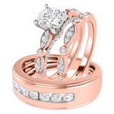 Photo of Effie 2 ct tw. Lab Grown Diamond Round Solitaire Trio Set 14K Rose Gold [BT1662R-L095]
