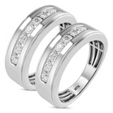 Photo of Effie 1 ct tw. Lab Grown Diamond Same Sex Mens Band Set 10K White Gold [WM1662W]