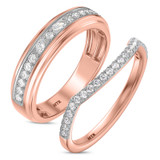 Photo of Poul 1/2 ct tw. Lab Grown Diamond Wedding Band Set 14K Rose Gold [WB1670R]