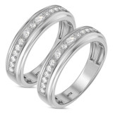 Photo of Poul 3/4 ct tw. Lab Grown Diamond Same Sex Mens Band Set 14K White Gold [WM1670W]
