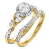 Photo of Poul 1 1/6 ct tw. Lab Grown Round Solitaire Bridal Set 14K Yellow Gold [BR1670Y-L060]