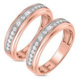 Photo of Poul 3/4 ct tw. Lab Grown Diamond Same Sex Mens Band Set 10K Rose Gold [WM1670R]