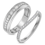 Photo of Poul 1/2 ct tw. Lab Grown Diamond Wedding Band Set 10K White Gold [WB1670W]