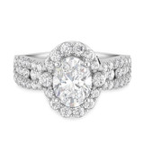 Photo of Ergo 3 1/2 ct tw. Lab Grown Diamond Oval Solitaire Bridal Set 14K White Gold [BT1684WE-I195]