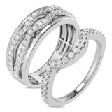 Photo of Ergo 3/4 ct tw. Lab Grown Diamond Wedding Band Set 14K White Gold [WB1684W]