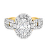 Photo of Ergo 3 1/2 ct tw. Lab Grown Diamond Oval Solitaire Bridal Set 10K Yellow Gold [BT1684YE-I195]
