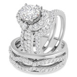 Photo of Ergo 4 ct tw. Lab Grown Diamond Oval Solitaire Trio Set 14K White Gold [BT1684W-I195]