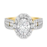 Photo of Ergo 4 ct tw. Lab Grown Diamond Oval Solitaire Trio Set 14K Yellow Gold [BT1684YE-I195]
