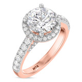Photo of Evie 3 ct tw. Lab Grown Diamond Round Solitaire Bridal Set 14K Rose Gold [BT1673RE-L195]