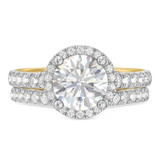 Photo of Evie 3 ct tw. Lab Grown Diamond Round Solitaire Bridal Set 14K Yellow Gold [BR1673Y-L195]