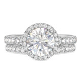 Photo of Evie 3 ct tw. Lab Grown Round Solitaire Bridal Set 10K White Gold [BR1673W-L195]