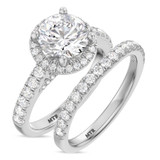 Photo of Evie 3 ct tw. Lab Grown Round Solitaire Bridal Set 10K White Gold [BR1673W-L195]