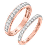 Photo of Evie 7/8 ct tw. Lab Grown Diamond Wedding Band Set 10K Rose Gold [WB1673R]