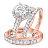 Photo of Evie 3 1/2 ct tw. Lab Grown Diamond Round Solitaire Trio Set 14K Rose Gold [BT1673R-L195]