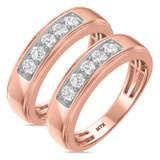 Photo of Clarus 1 ct tw. Lab Grown Diamond Same Sex Mens Band Set 14K Rose Gold [WM1660R]