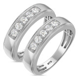 Photo of Clarus 1 ct tw. Lab Grown Diamond Same Sex Mens Band Set 14K White Gold [WM1660W]
